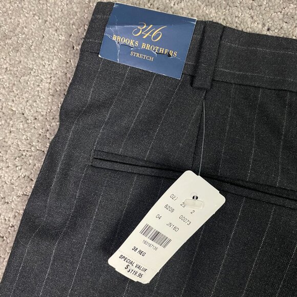 Brooks Brothers 346 Stretch 2 Piece Suit Mens 41L Pants 38 x 30.5 Gray Pinstripe - Picture 14 of 16